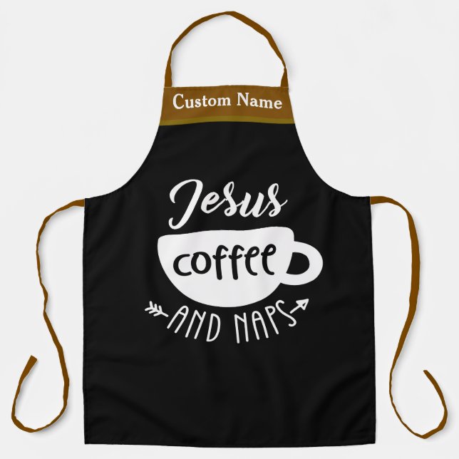 Coffee & Jesus Barista Apron - Custom Coffee Gift (Front)
