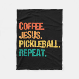 Coffee jesus pickleball repeat church funny pickle fleece blanket
