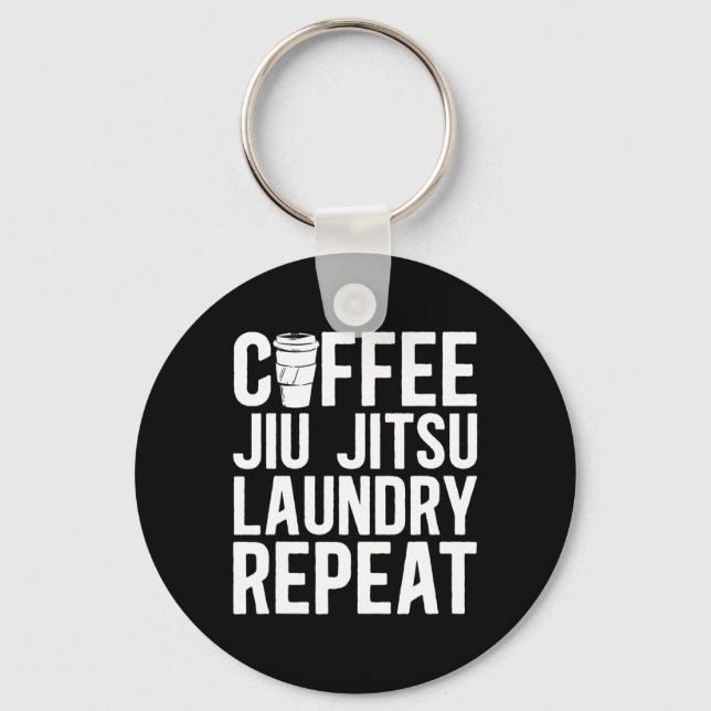 Coffee Jiu Jitsu Laundry Repeat Mixed Martial Arts Key Ring (Front)