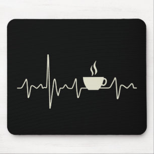 Coffee junkie espresso design with heartbeat mouse pad