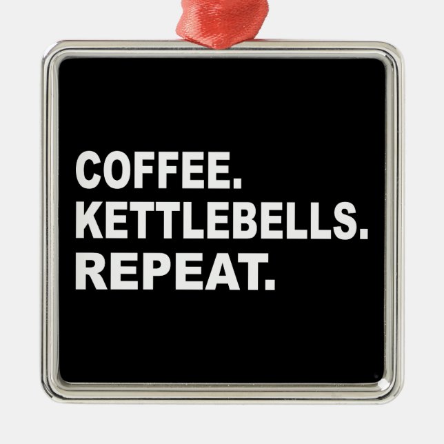 Coffee Kettlebells Repeat Metal Ornament (Front)