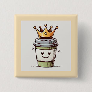 Coffee King Kawaii 15 Cm Square Badge