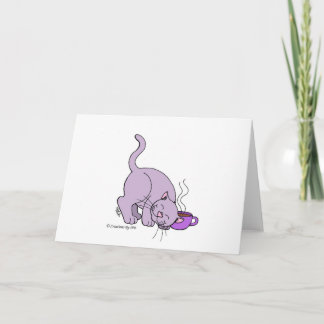 Coffee Kitty All Occasion Greeting Card - Purple
