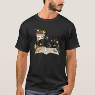 Coffee Kitty Cat and Book Lover Reader Gifts Books T-Shirt