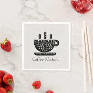 Coffee Klatsch Black White Floral Napkin