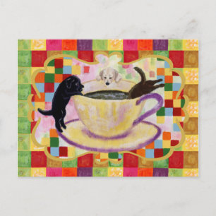 Coffee Labradors Painting Mosaic Postcard