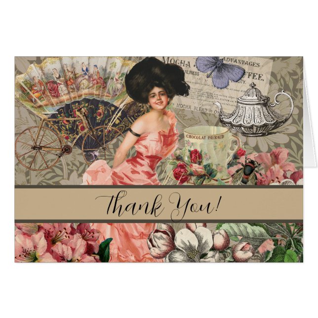 Coffee Lady Victorian Woman Pink Classy (Front Horizontal)