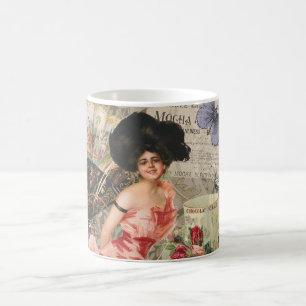 Coffee Lady Victorian Woman Pink Classy Mug