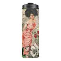 Coffee Lady Victorian Woman Pink Classy