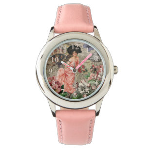 Coffee Lady Victorian Woman Pink Classy Watch