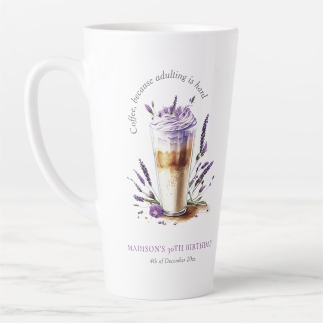 Coffee Latte Birthday Personalised Latte Mug (Left)