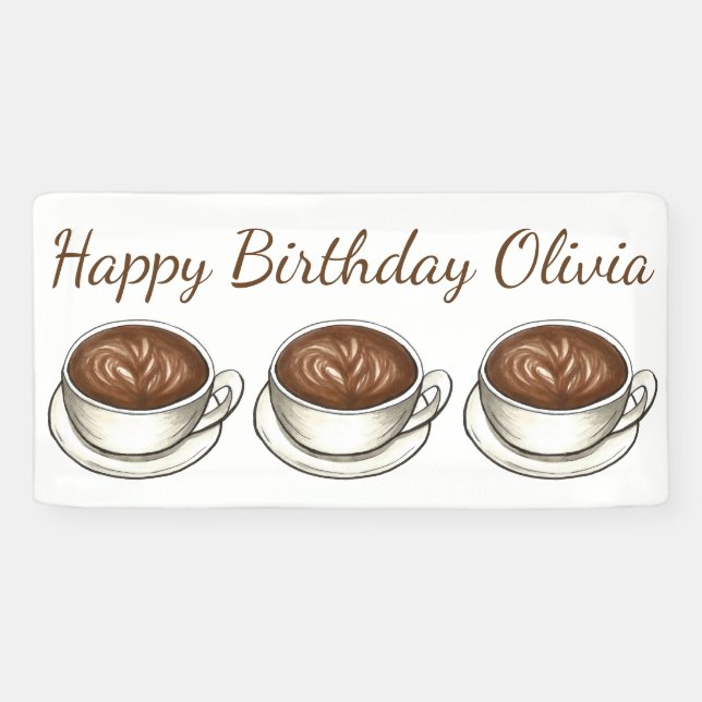 Coffee Latte Cappuccino Birthday Party Brunch Banner (Horizontal)