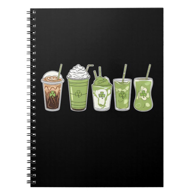 Coffee Latte Green Cute Irish St Patrick's Day Notebook (Front)