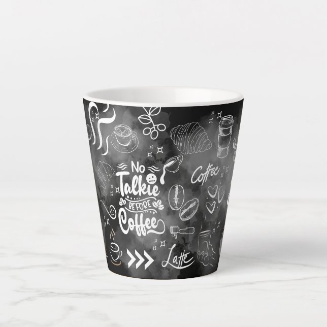 Coffee Latte Mug with Coffee Bean Pattern Design (Front)