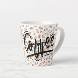 Coffee Latte Mug with Coffee Bean Pattern Design,