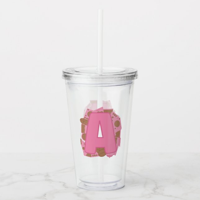 Coffee Letter A: Monogram Initial  Acrylic Tumbler (Front)