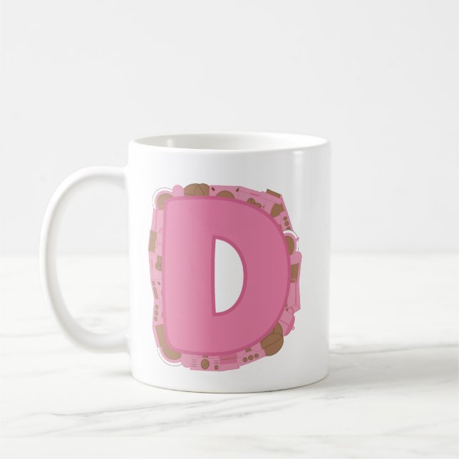 Coffee Letter D: Monogram Initial  Mug (Left)