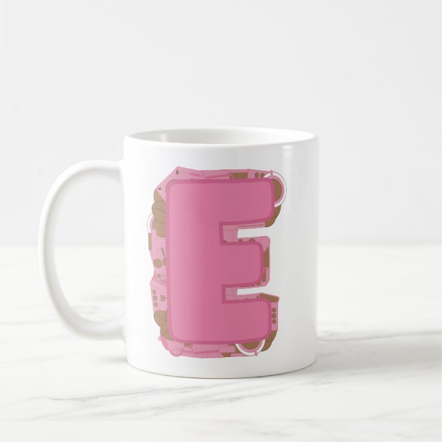Coffee Letter E: Monogram Initial  Mug (Left)