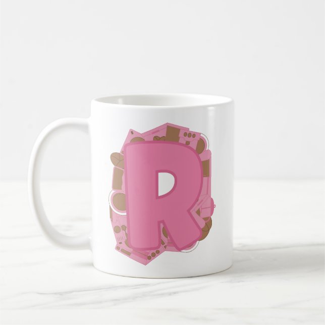Coffee Letter R: Monogram Initial  Mug (Left)