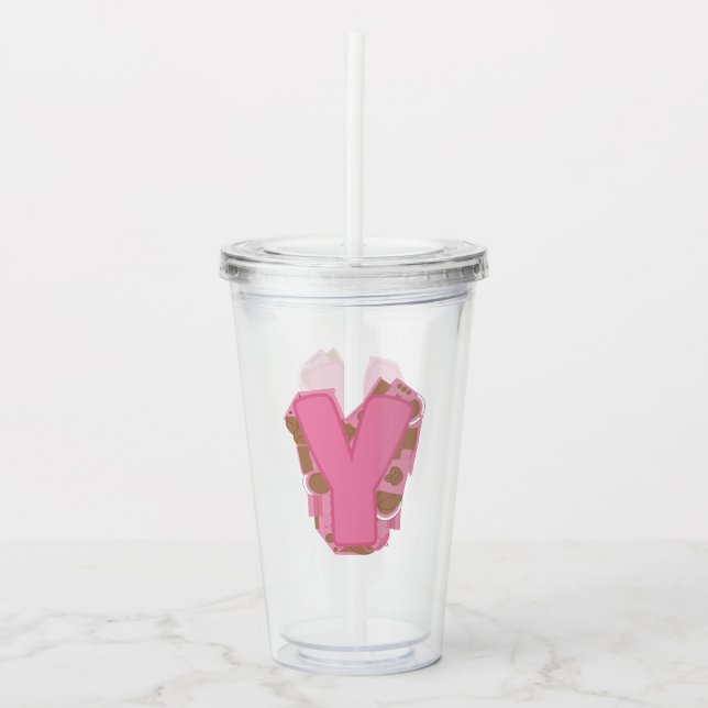 Coffee Letter Y: Monogram Initial  Acrylic Tumbler (Front)
