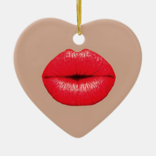 Coffee Lips kiss kiss pop art Ceramic Ornament