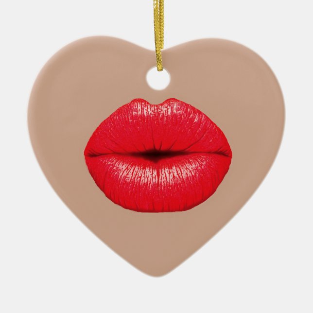 Coffee Lips kiss kiss pop art Ceramic Ornament (Front)