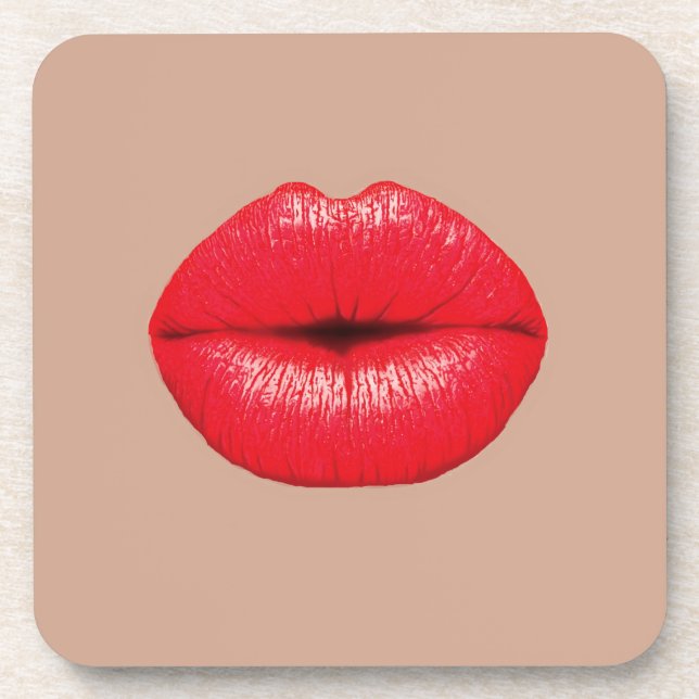 Coffee Lips kiss kiss pop art Coaster (Front)