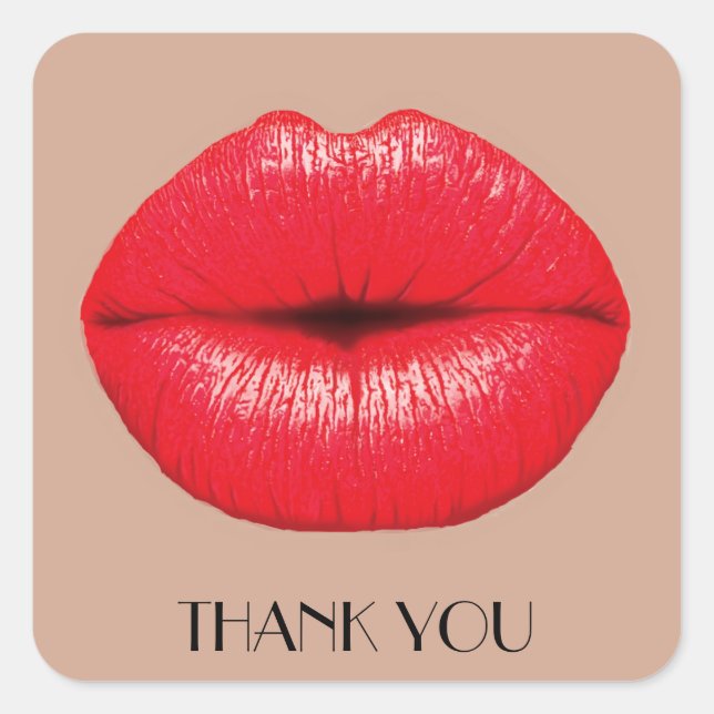 Coffee Lips kiss kiss pop art Thank You Square Sticker (Front)