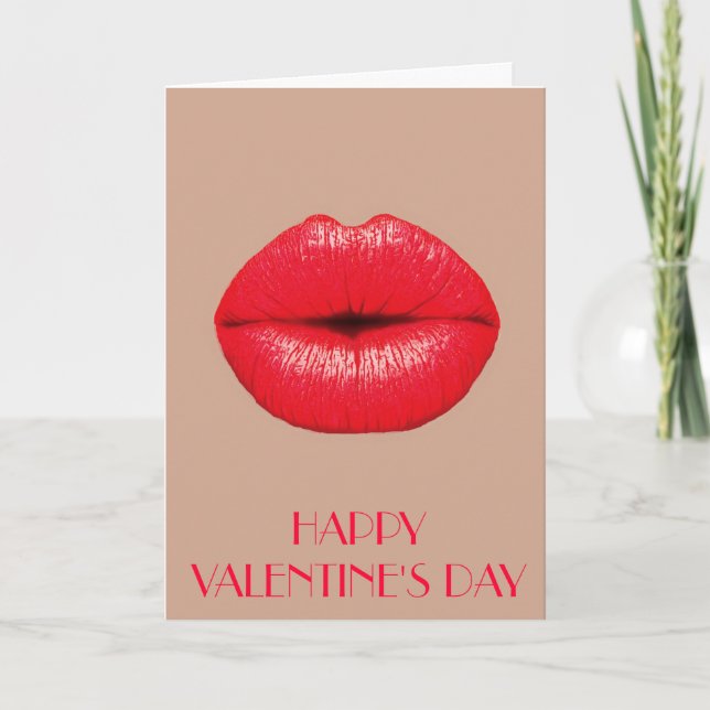 Coffee Lips kiss kiss pop art Valentine's Day Holiday Card (Front)
