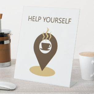 Coffee Location Icon help yourself Pedestal Sign