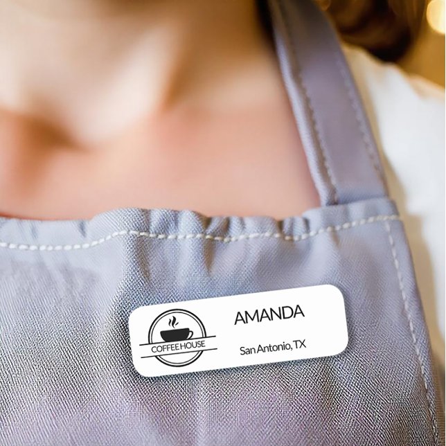 Coffee Logo Employee Name Tag (Coffee shop employee name tag.)