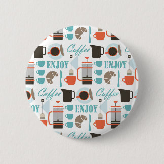 Coffee love and café pattern 6 cm round badge