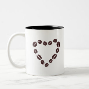 Coffee Love Cofee Bean Heart Two-Tone Coffee Mug