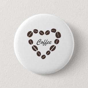 Coffee Love Coffee Bean Heart 6 Cm Round Badge