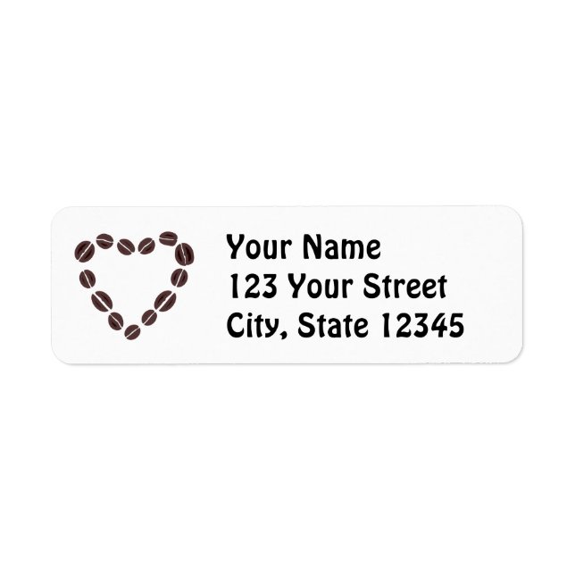 Coffee Love Coffee Bean Heart Return Address Label (Front)