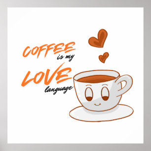 Coffee Love – Cute Coffee Illustration Cafe Wall  Poster