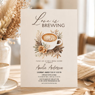 Coffee Love is Brewing Boho Chic Bridal Shower Invitation