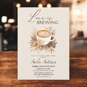 Coffee Love is Brewing Boho Chic Bridal Shower Invitation