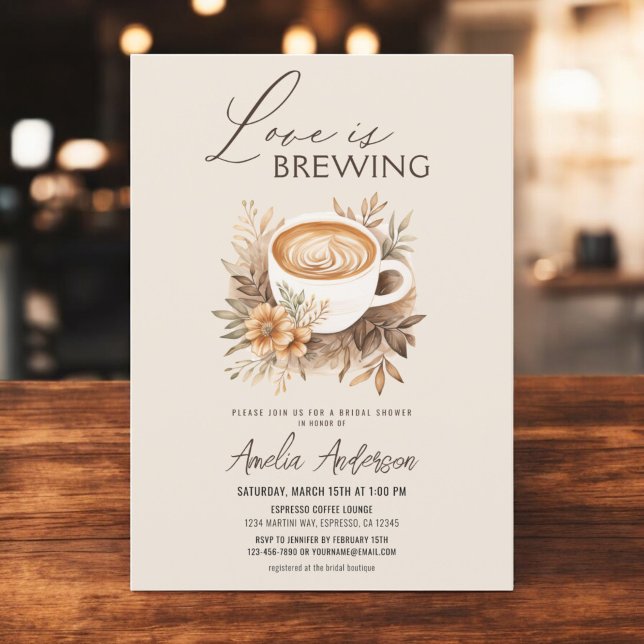Coffee Love is Brewing Boho Chic Bridal Shower Invitation (Creator Uploaded)