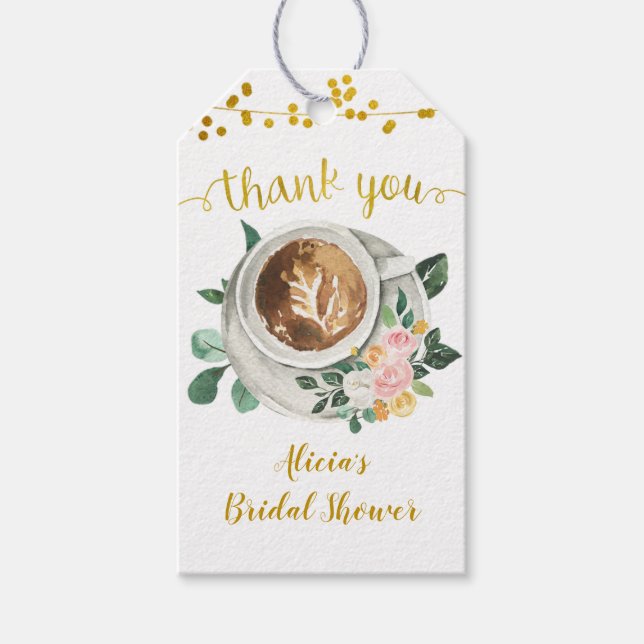 Coffee Love is Brewing Bridal Shower Gift Tag (Front)