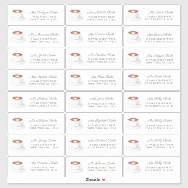 Coffee Love Is Brewing Bridal Shower Guest Address (Sheet)