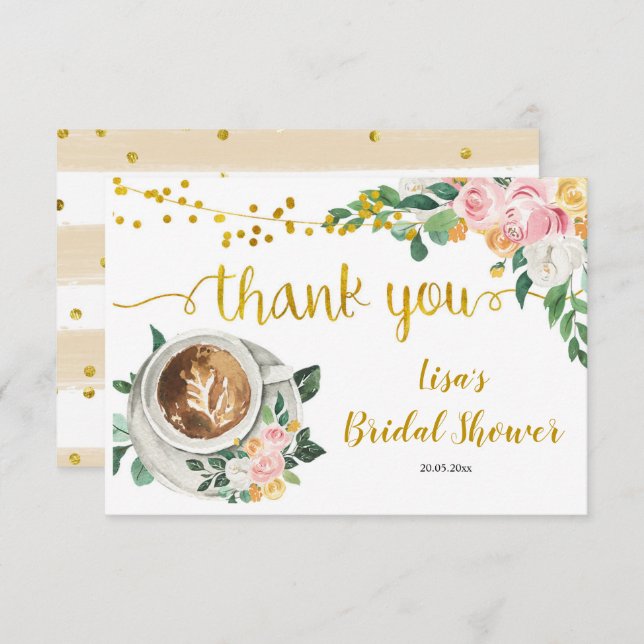 Coffee Love is Brewing Bridal Shower Thank You Car (Front/Back)