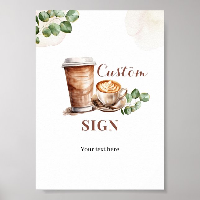 Coffee Love is Brewing Custom Party Sign (Front)