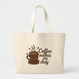 Coffee Lover Aesthetic Design   Cozy Coffee Vibes  Large Tote Bag