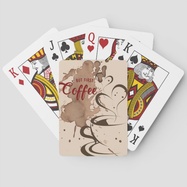 Coffee Lover But First Coffee Playing Cards (Back)