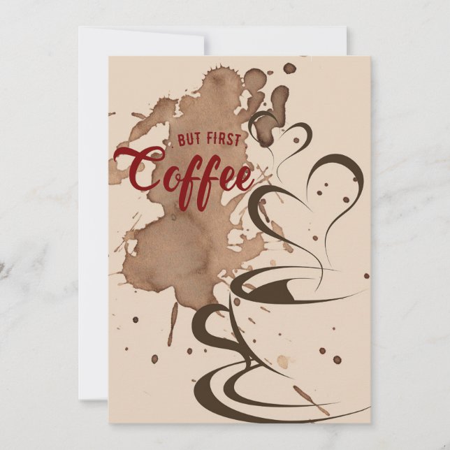Coffee Lover But First Coffee Thank You Card (Front)