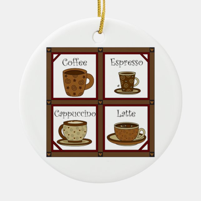 Coffee Lover Ceramic Ornament (Front)