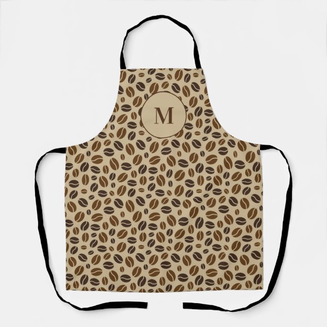Coffee Lover Coffee Beans Beige Brown Patterned Apron (Front)