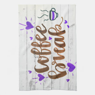 Coffee Lover Coffee Break Typography Tea Towel