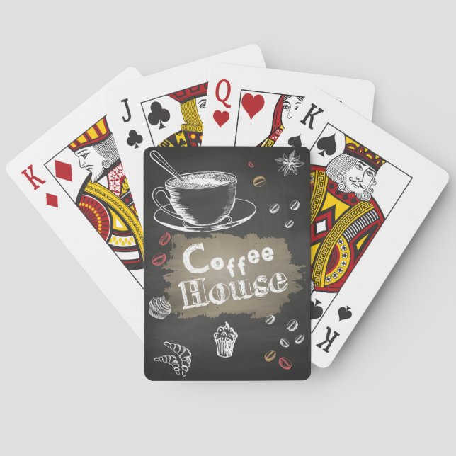 Coffee Lover Coffee house Blackboard Playing Cards (Back)
